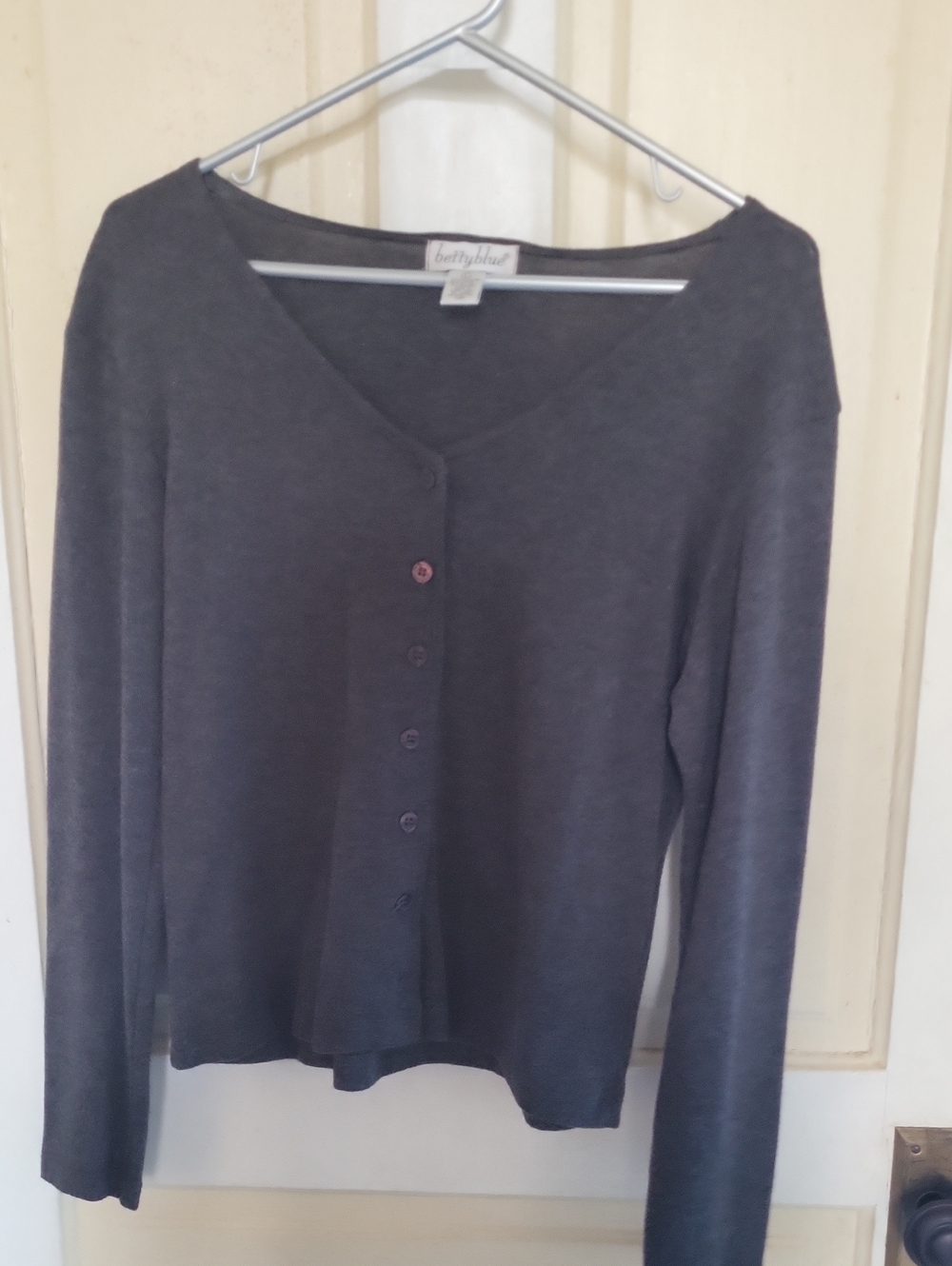 bettyblue Women's Charcoal Button-Front Cardigan Sweater